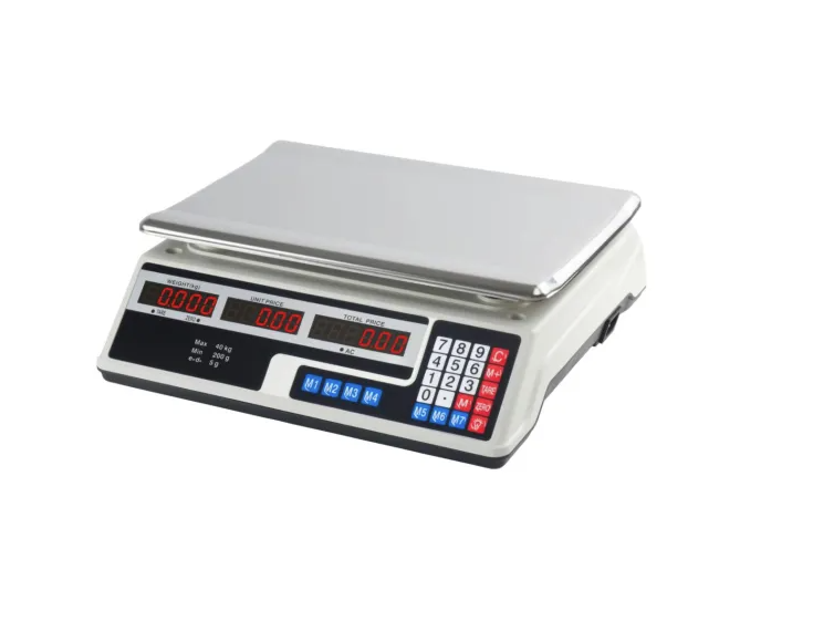 Cântar Electronic Comercial 40 kg, Afișaj Dublu LCD, Calculare Preț și Acumulator Reîncărcabil