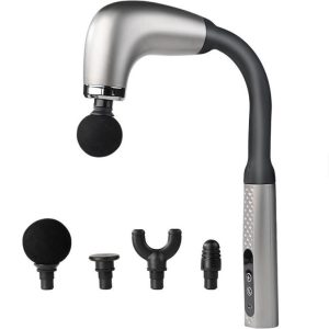 Aparat de Masaj Premium, tip Pistol cu Maner Extins, 4 Capete Interschimbabile, 9 viteze
