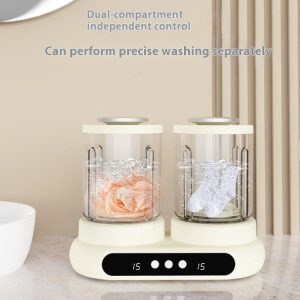 Mini Masina de Spalat cu Doua Cuve Separate, Capacitate 3L, Spalare Delicata pentru Lenjerie, Haine Bebelusi, Textile mici