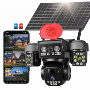 Camera Supraveghere 4G Crocodil – 3 Camere Rotative, 8K UHD si Panou Solar