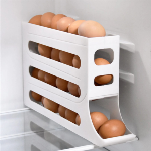 Dispenser oua pentru frigider, cutie 4 niveluri, organizator bucatarie, capacitate mare, plastic