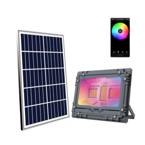 Proiector solar led RGB, contol prin aplicatie, difuzor, telecomanda, 500W, culoare negru