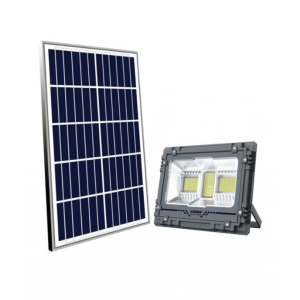 Proiector cu panou solar, impermeabil, din aluminiu, cu telecomanda si temporizator, Putere - 500W, culoare negru