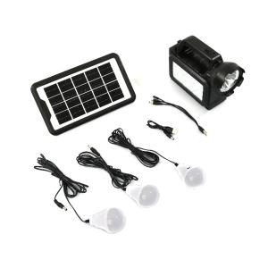 Sistem de iluminat solar ,3 becuri, lanterna, 24W, USB,