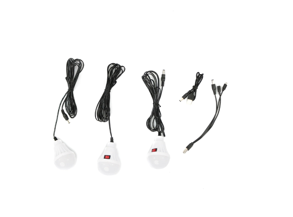 Sistem de iluminat solar ,3 becuri, lanterna, 24W, USB, - imagine 3