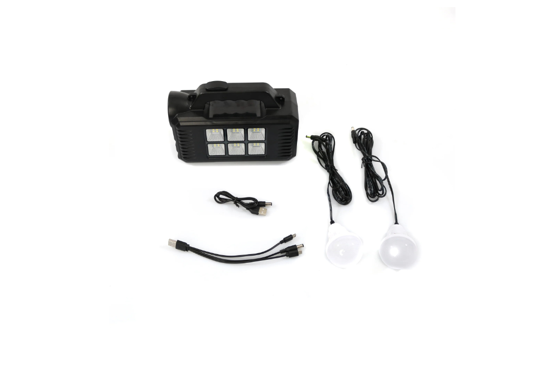 Sistem de iluminat solar GDPLUS 2 becuri LED, lampa LED, USB, GD-8077