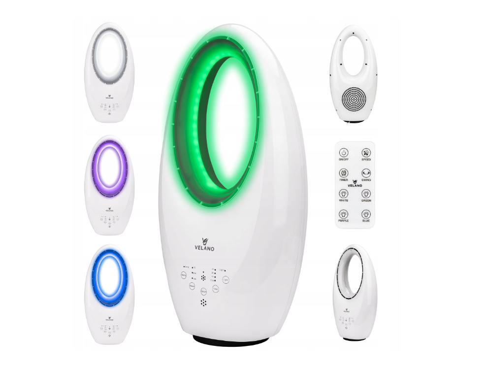 Ventilator fara palete HARKRAFT, 60W, oscilatie, iluminare LED, set complet