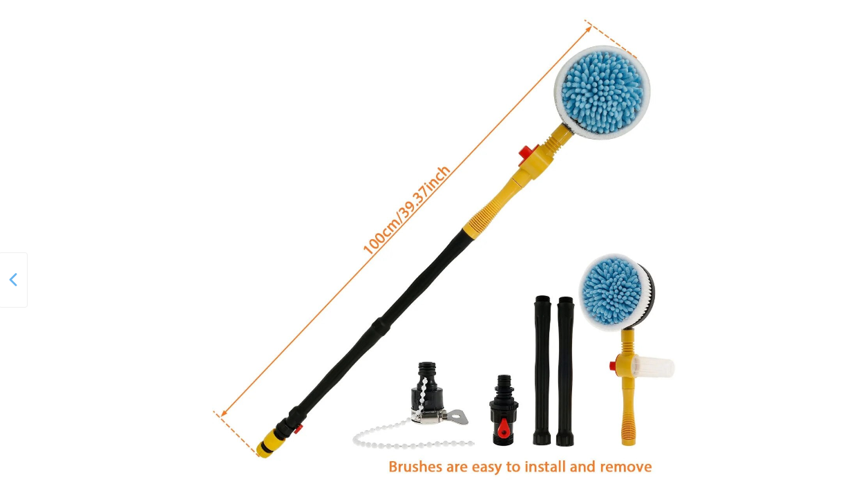 Perie de spalat auto rotativa, 100cm, cu cap rotativ 360°, material ABS si chenille, multifunctional - imagine 4