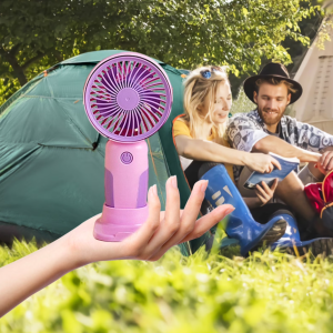Ventilator electric mini RoamHome, reîncărcabil prin USB, portabil, alimentat cu baterie de 300mAh, ventilator de răcire personal care suflă aer rece (violet)