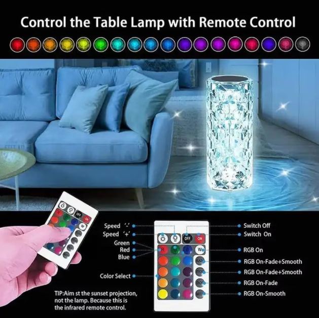 Lampa RGB Led Rose Crystal Touch, 16 culori, 2W 3500K, ENGROSS - imagine 3