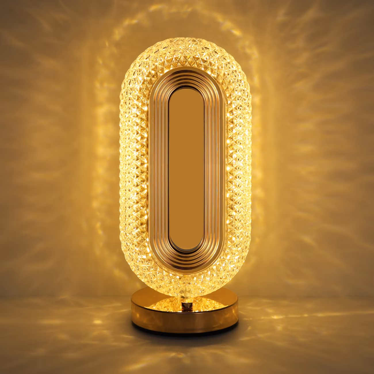 Lampa Diamond Crystal LED cu 3 temperaturi de culoare, alb rece, alb cald, neutru, culoare auriu, ENGROSS